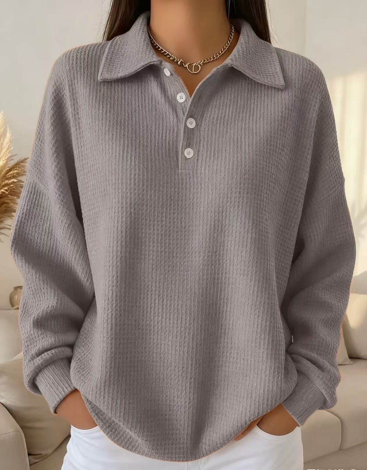 Women's Long Sleeve Sweater – Grey