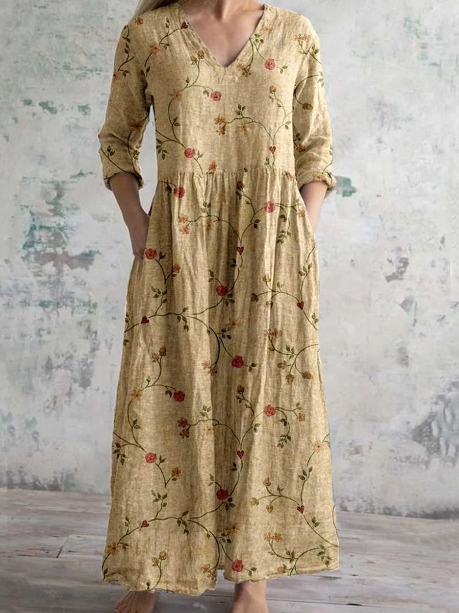 Women's V Neck Maxi Dress – Yellow