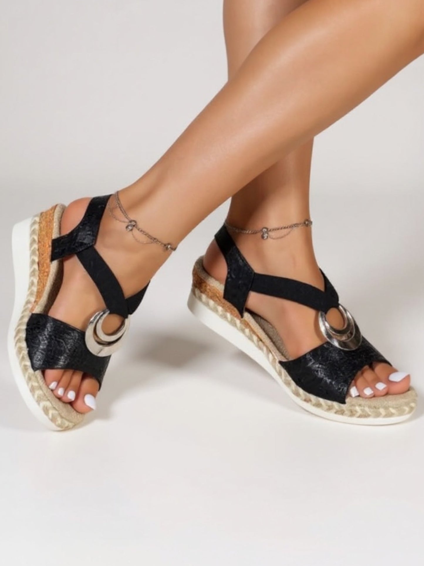 Women's Platform Wedge Sandals – Black