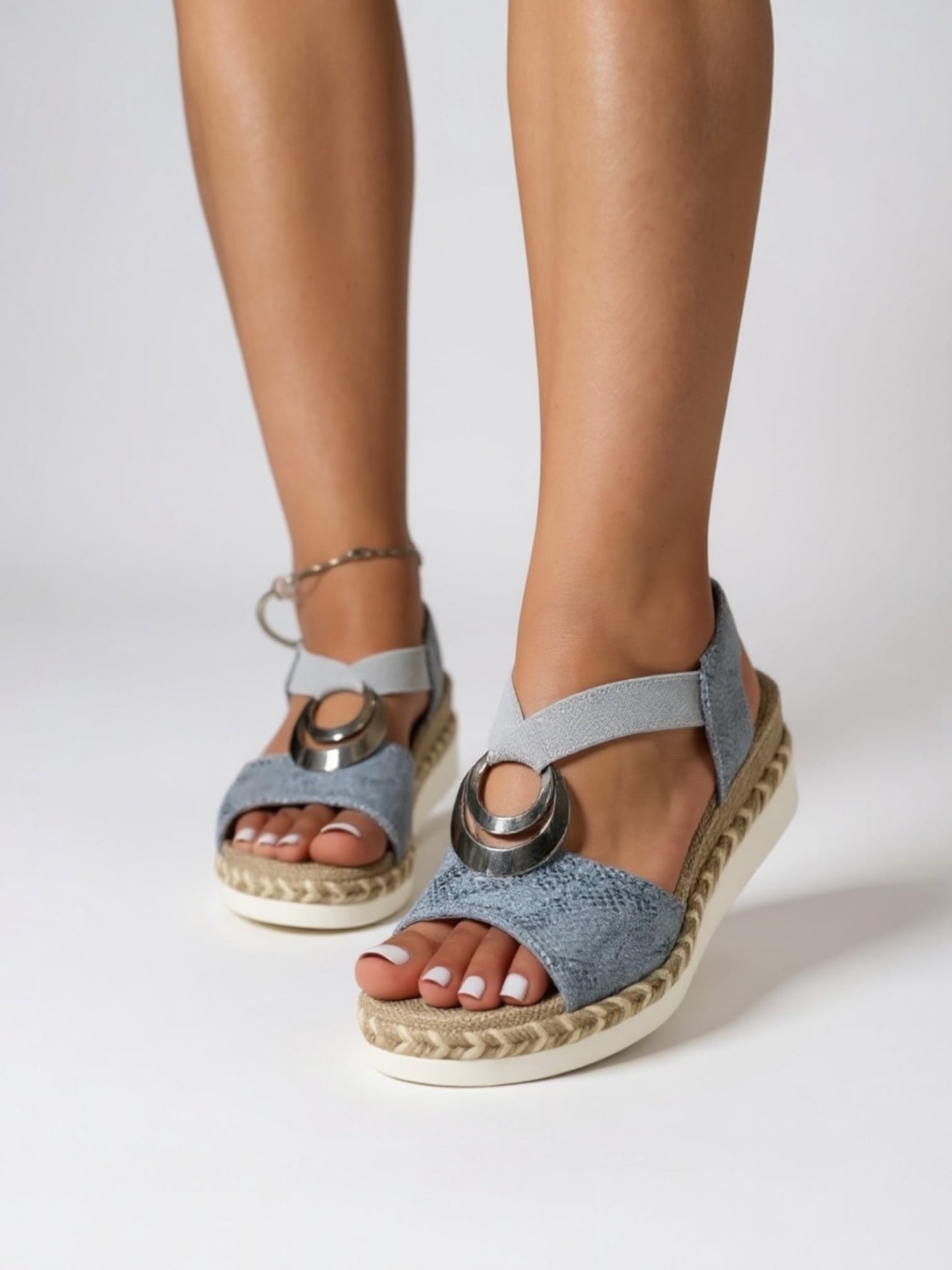 Women's Platform Wedge Sandals – Blue