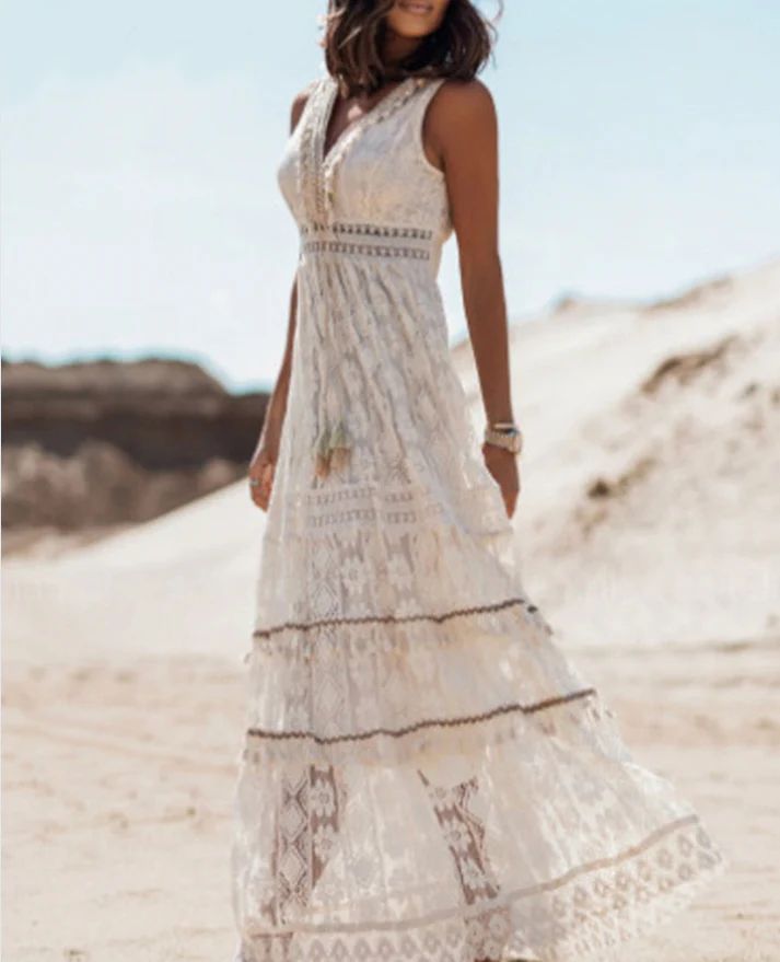 Women's V Neck Maxi Dress