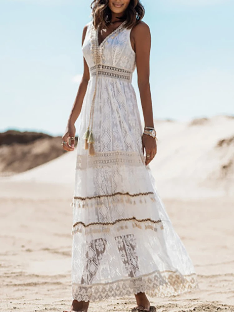 Women's V Neck Maxi Dress