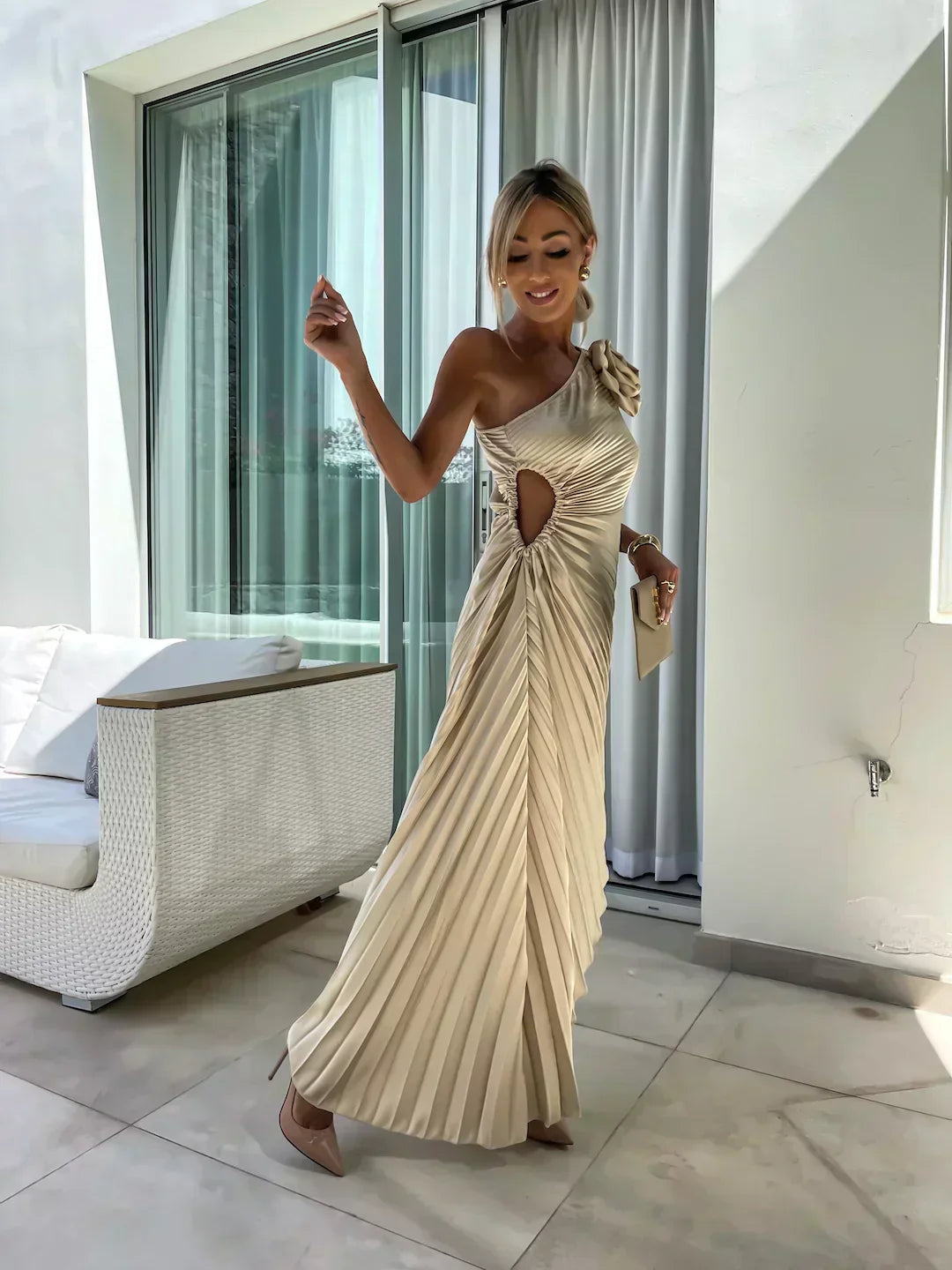 Women's One Shoulder Midi Dress