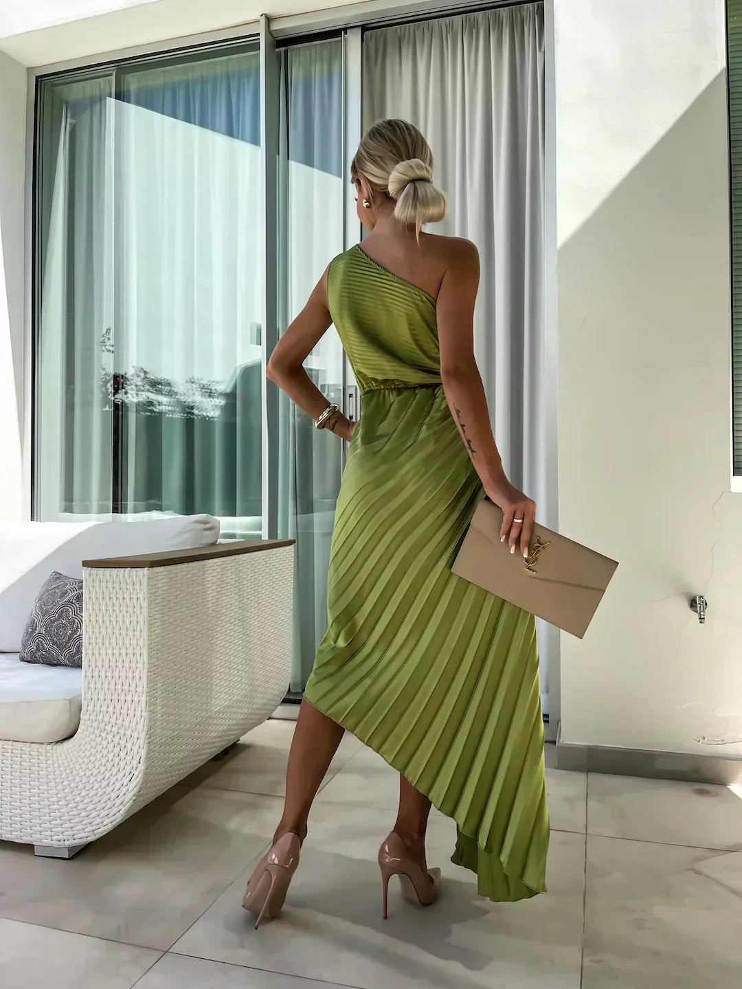 Women's One Shoulder Midi Dress
