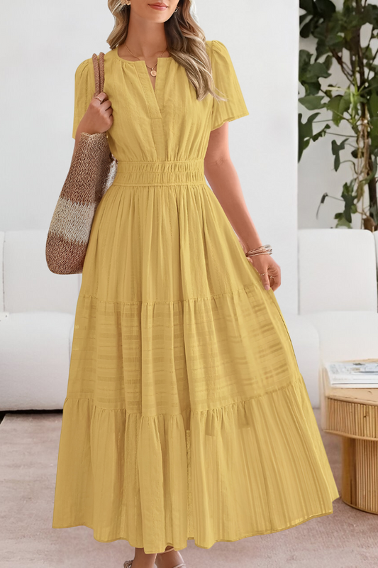 Women's V Neck Maxi Dress – Yellow