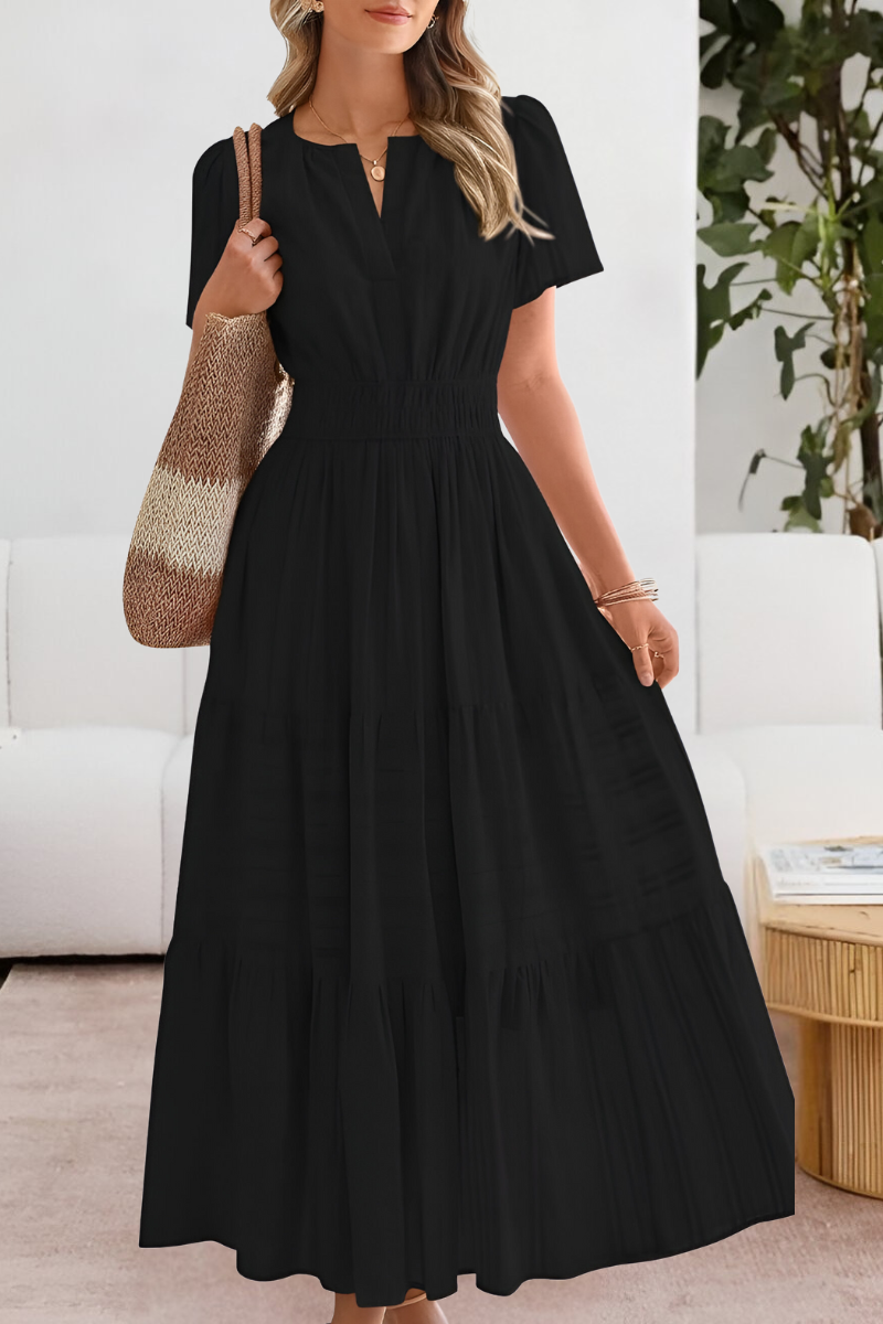 Women's V Neck Maxi Dress – Black