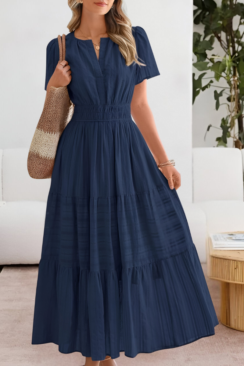 Women's V Neck Maxi Dress – Navy Blue