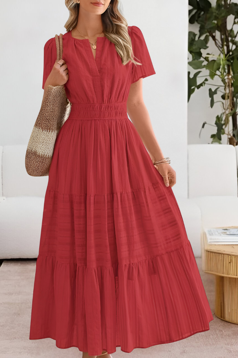 Women's V Neck Maxi Dress – Red