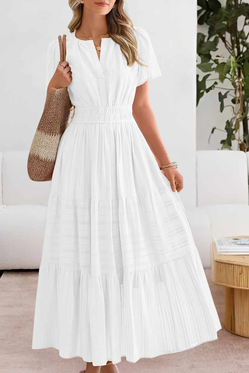 Women's V Neck Maxi Dress – White