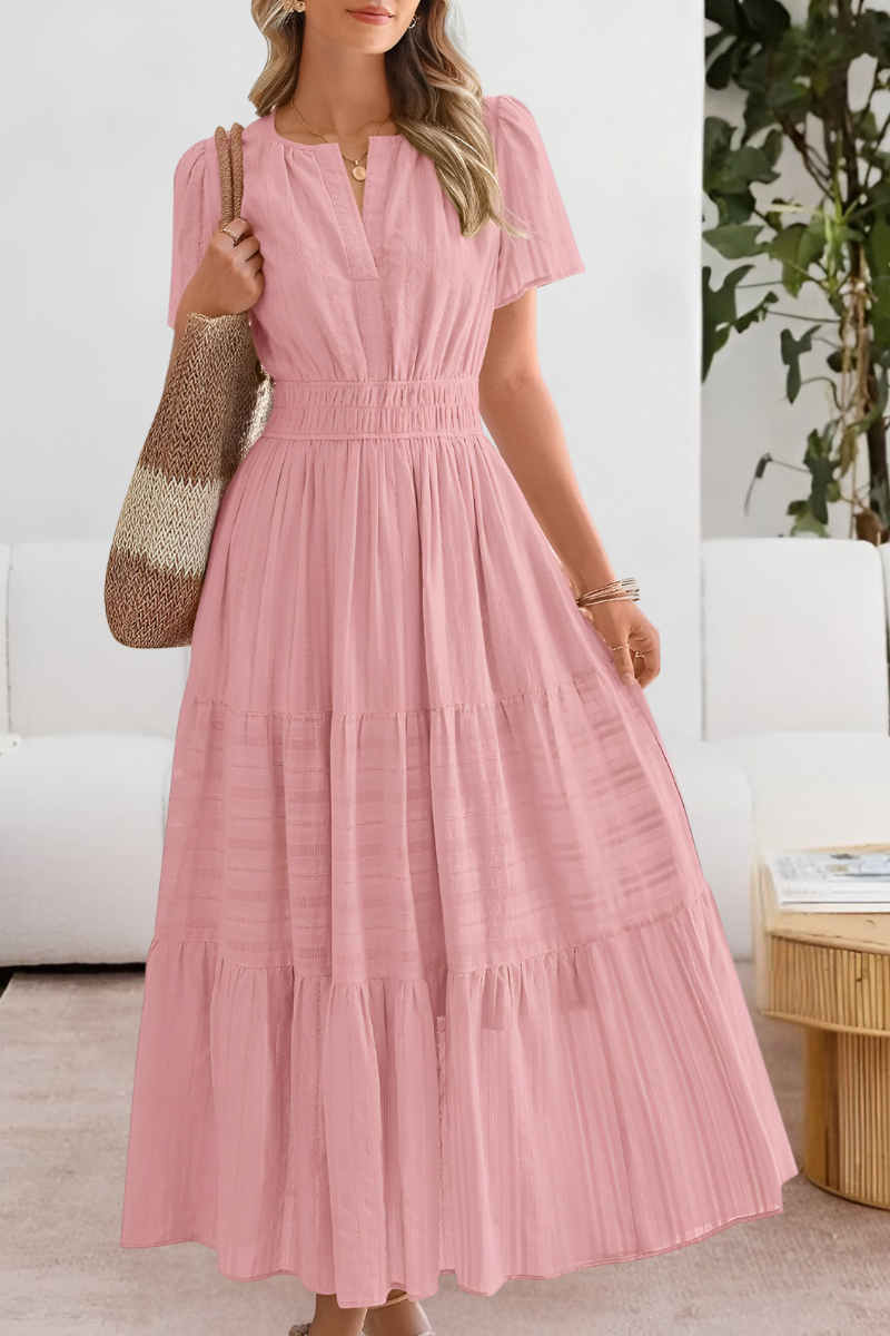 Women's V Neck Maxi Dress – Pink