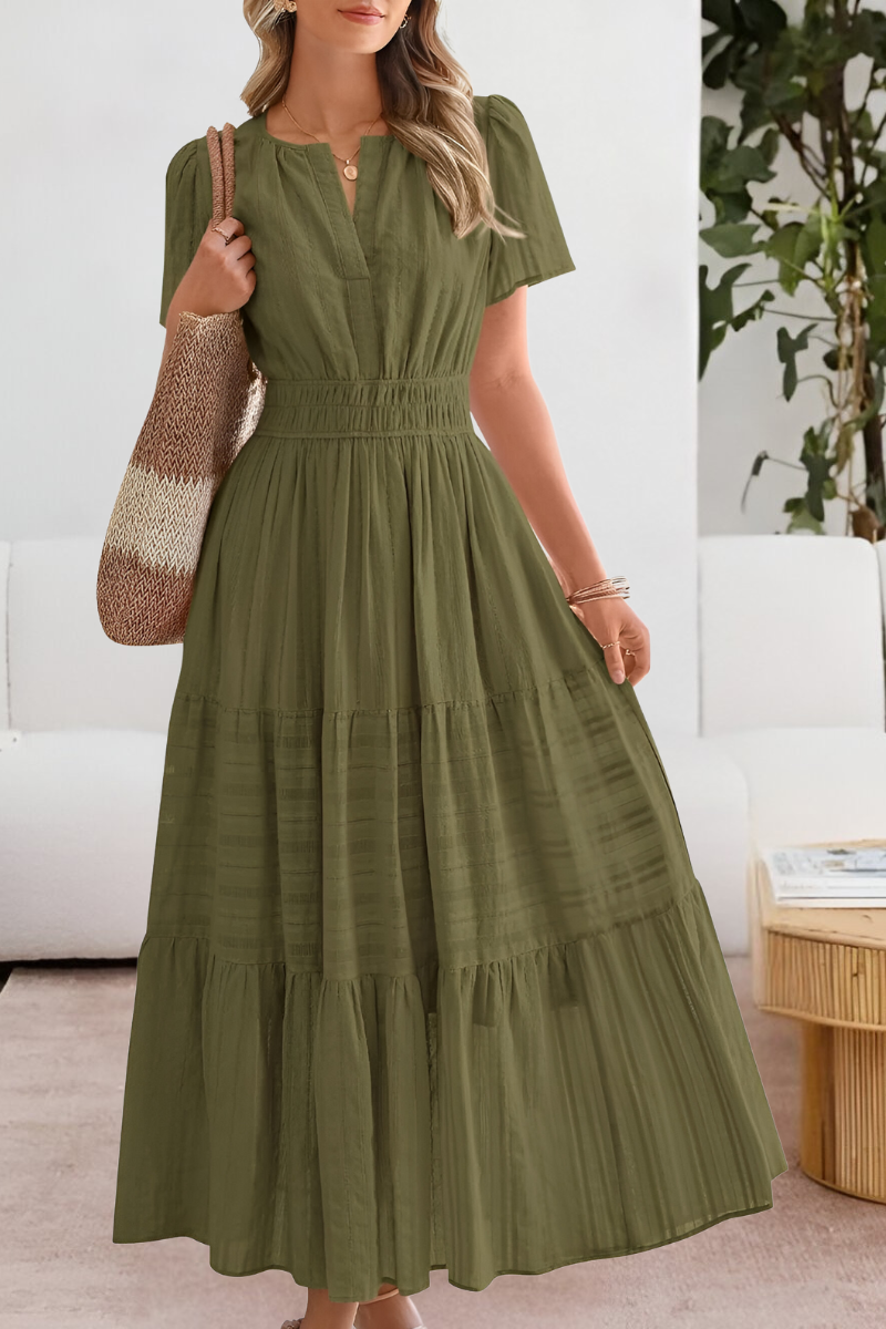 Women's V Neck Maxi Dress – Green