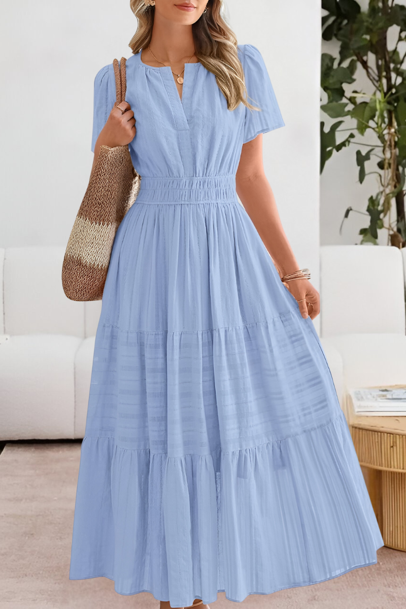 Women's V Neck Maxi Dress – Blue