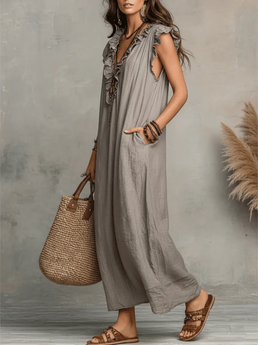 Women's V Neck Maxi Dress