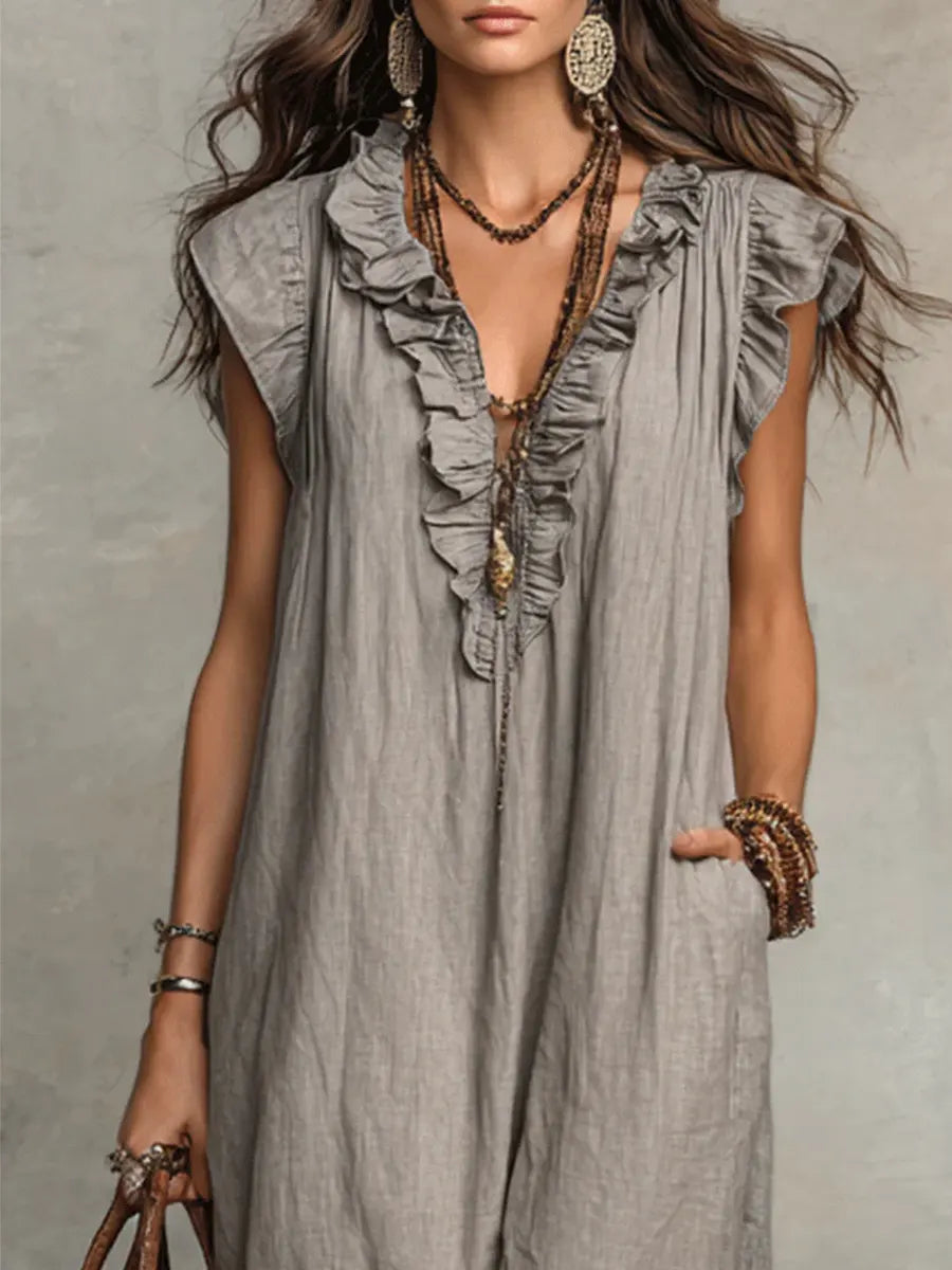 Women's V Neck Maxi Dress