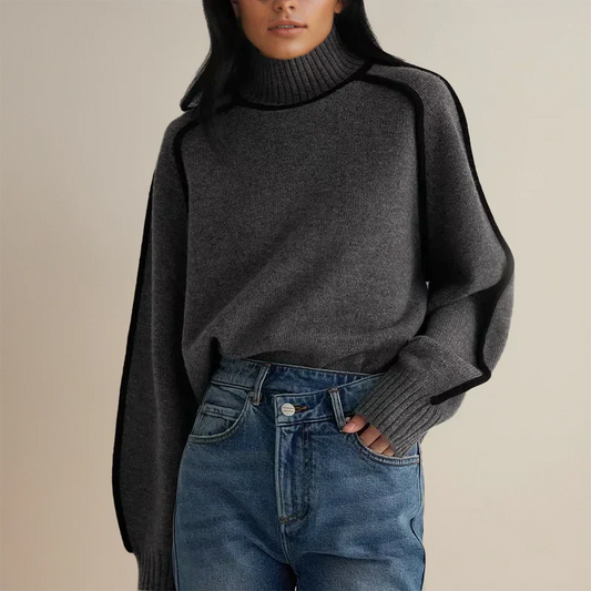 Women's Turtleneck Long Sleeve Sweater – Grey