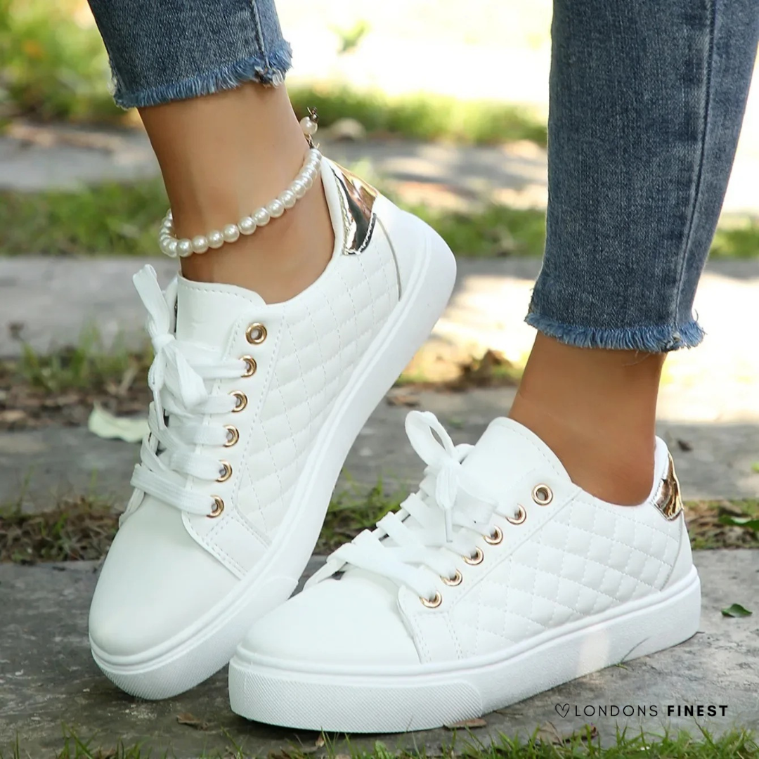 Women's Platform Lace Up Sneakers – White