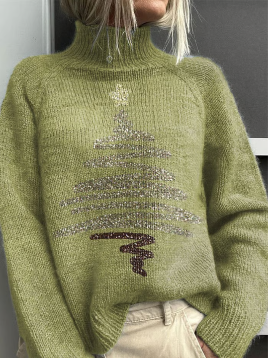 Women's Turtleneck Long Sleeve Sweater – Apple Green