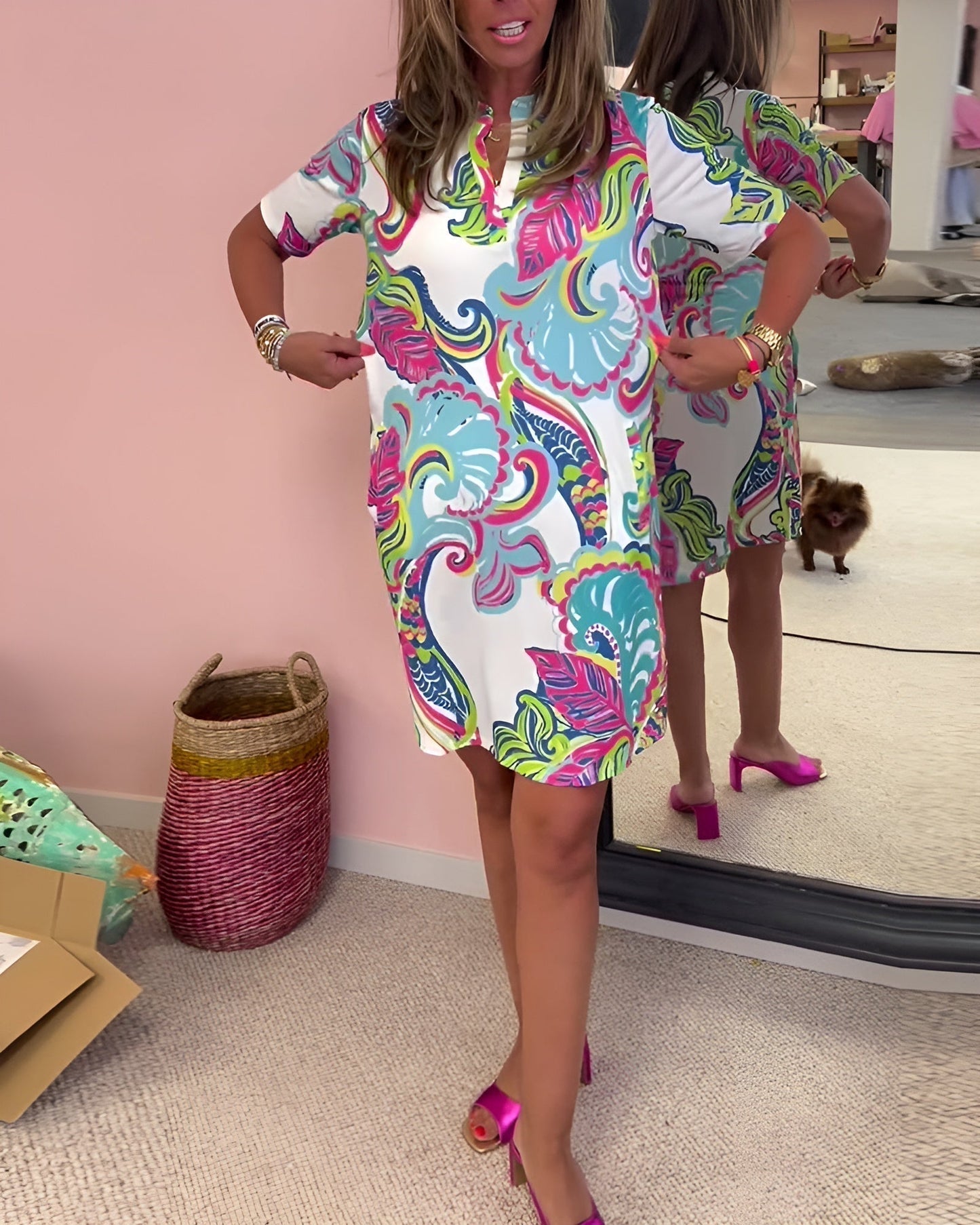 Women's V Neck Mini Dress
