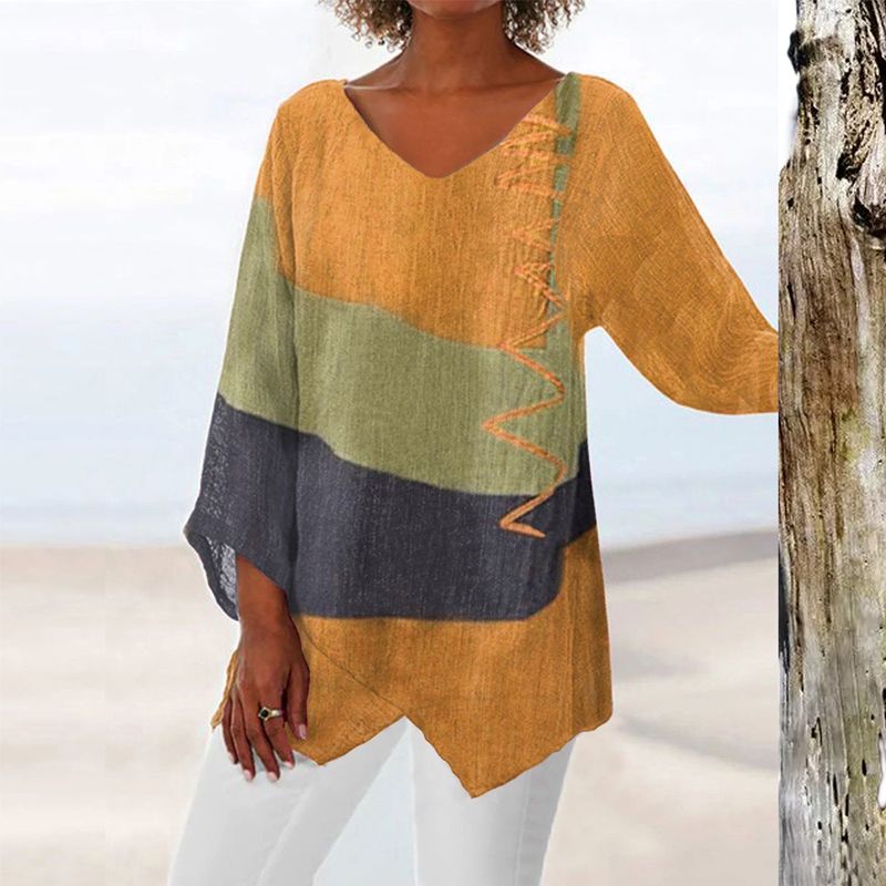 Women's V Neck Blouse – Yellow