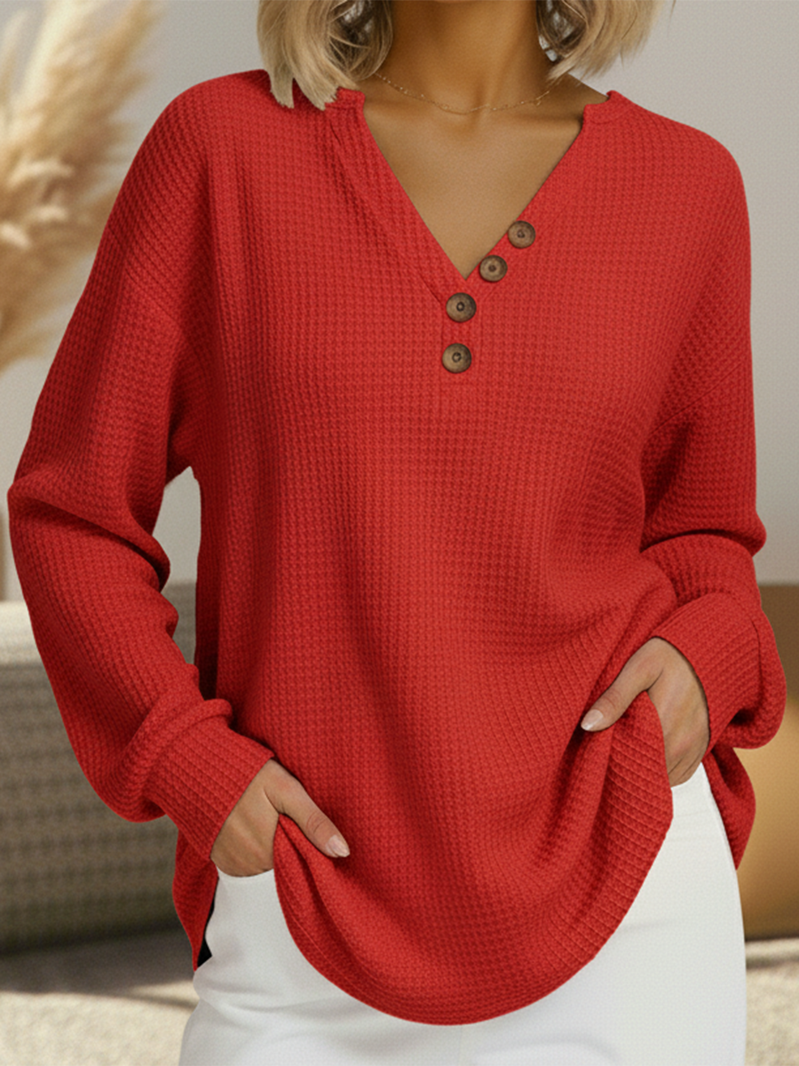 Women's Long Sleeve Sweater – Red