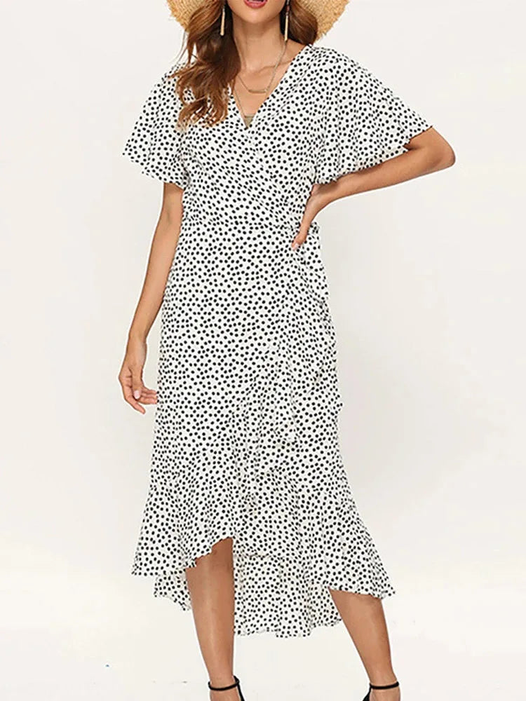 Women's Wrap Midi Dress – White