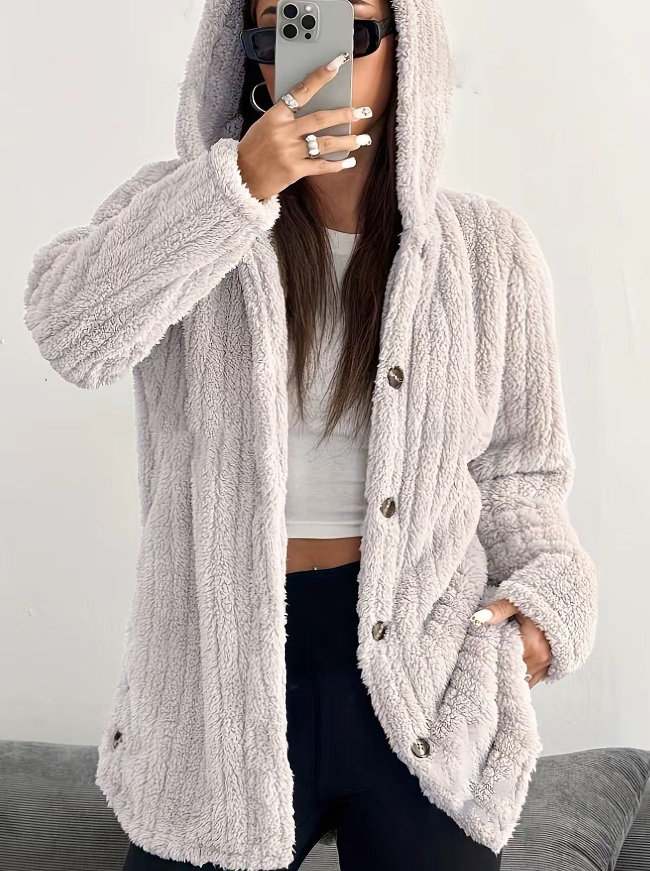 Women's Long Sleeve Cardigan – White