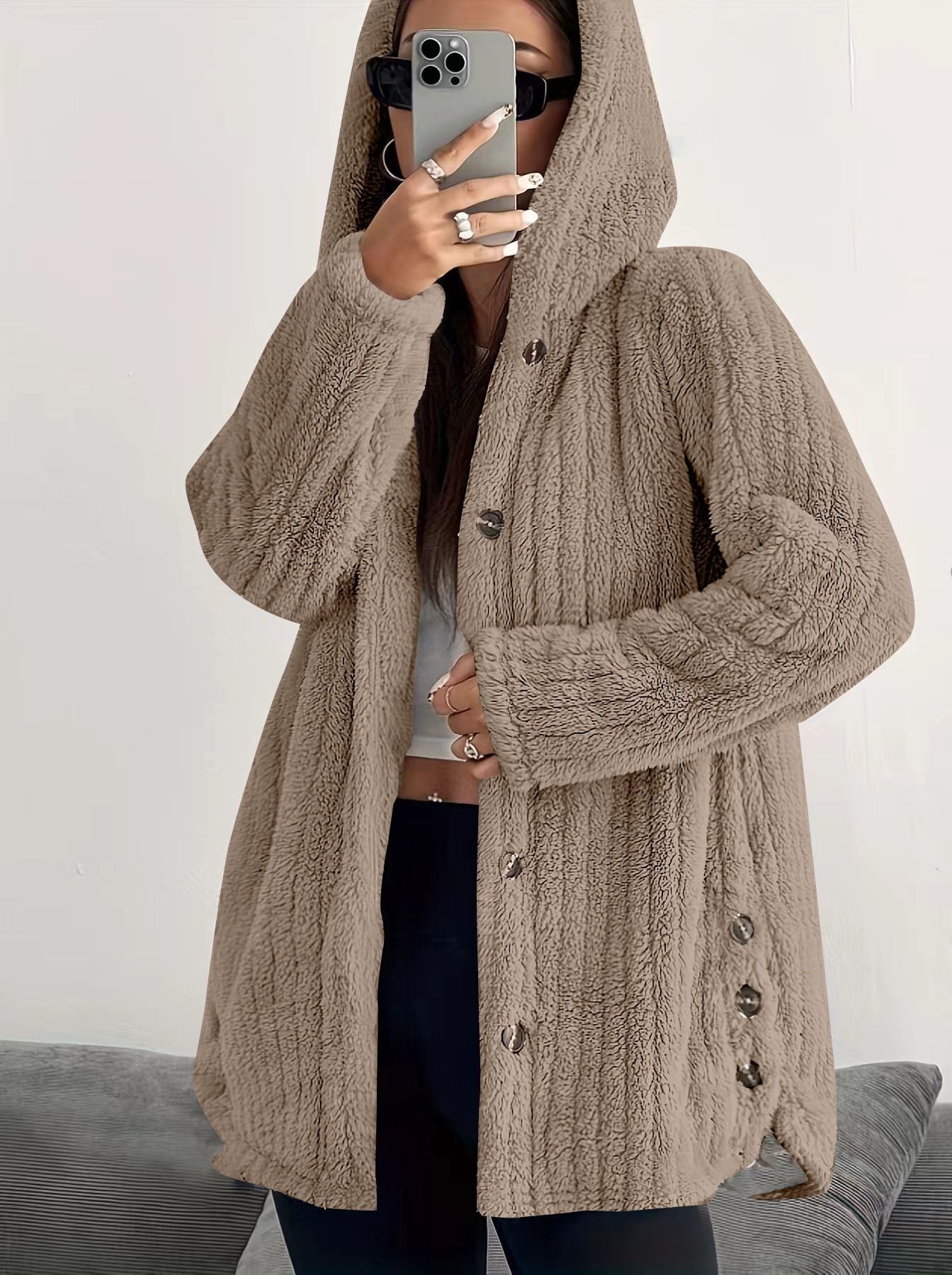 Women's Long Sleeve Cardigan – Beige