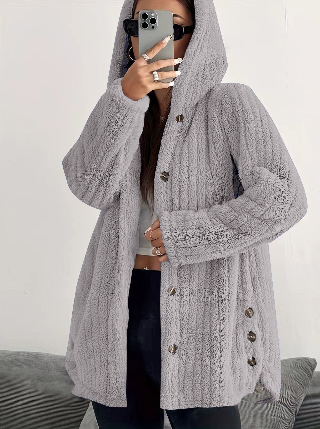 Women's Long Sleeve Cardigan – Grey