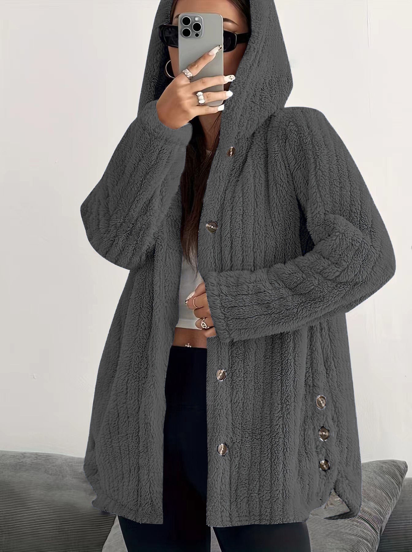 Women's Long Sleeve Cardigan – Dark Grey