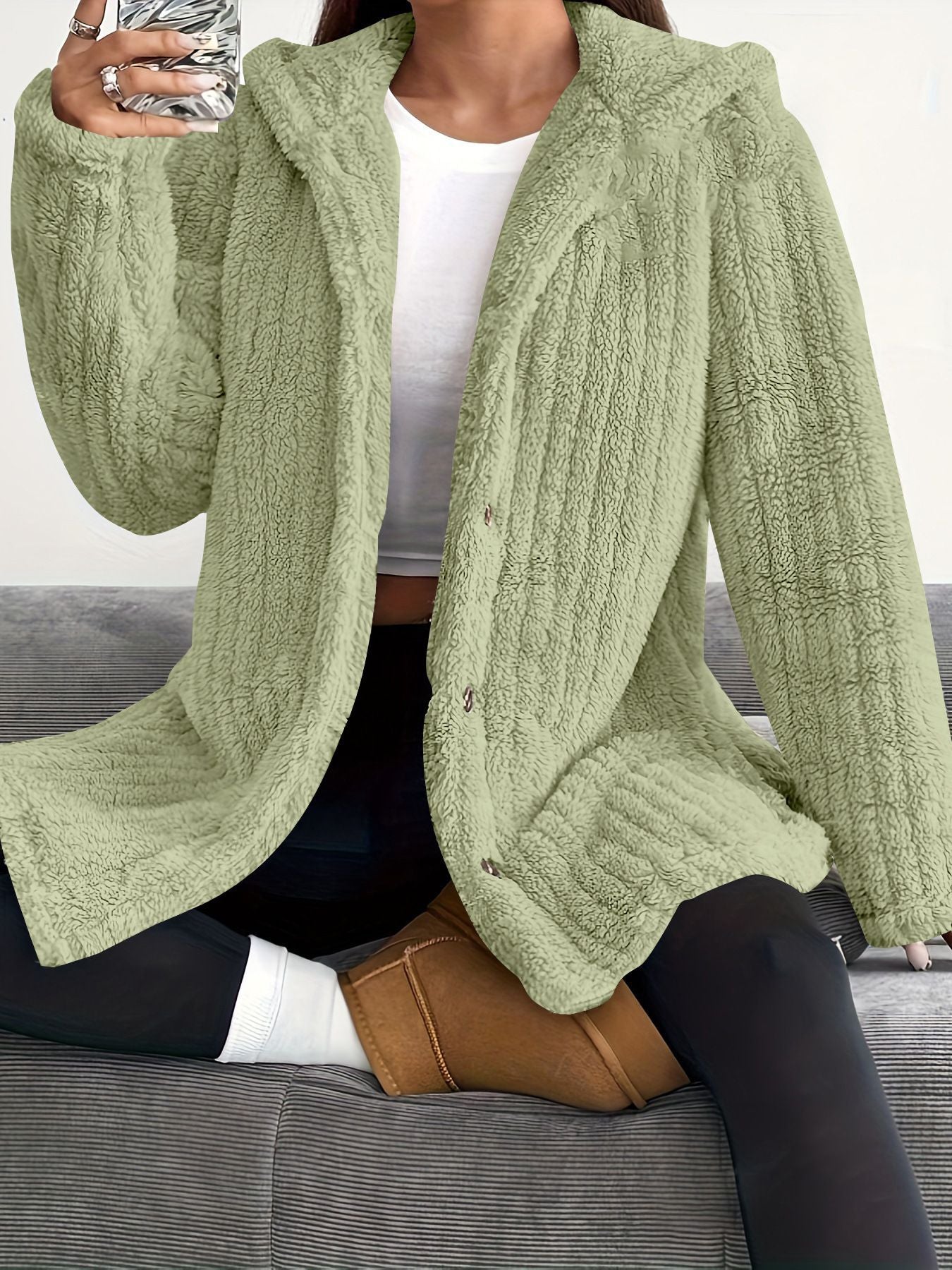 Women's Long Sleeve Cardigan – Green