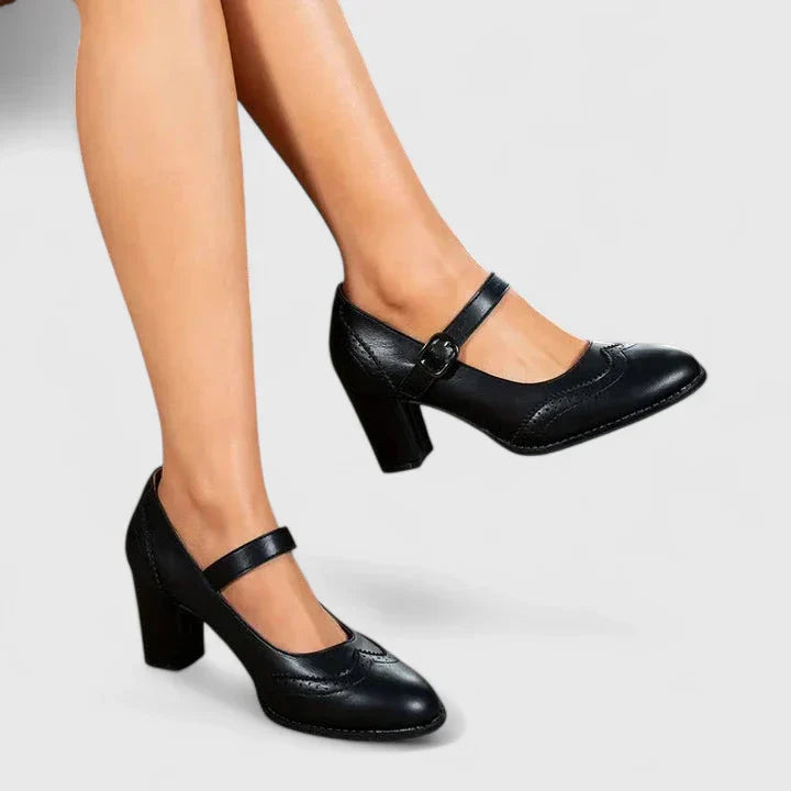 Women's Block Heel Mary Janes – Black