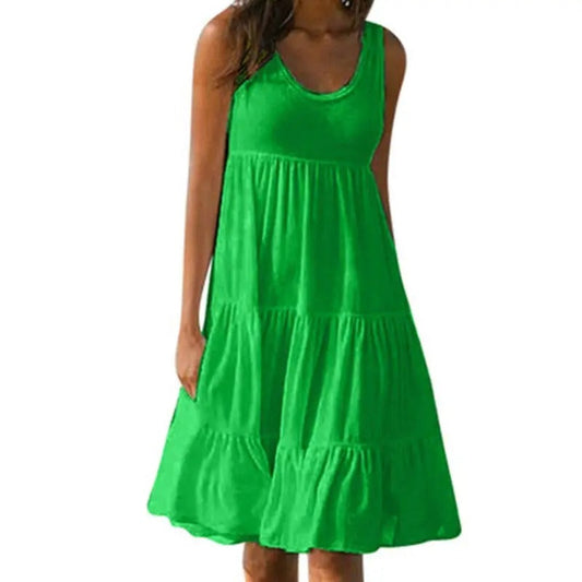 Women's Tiered Midi Dress – Green