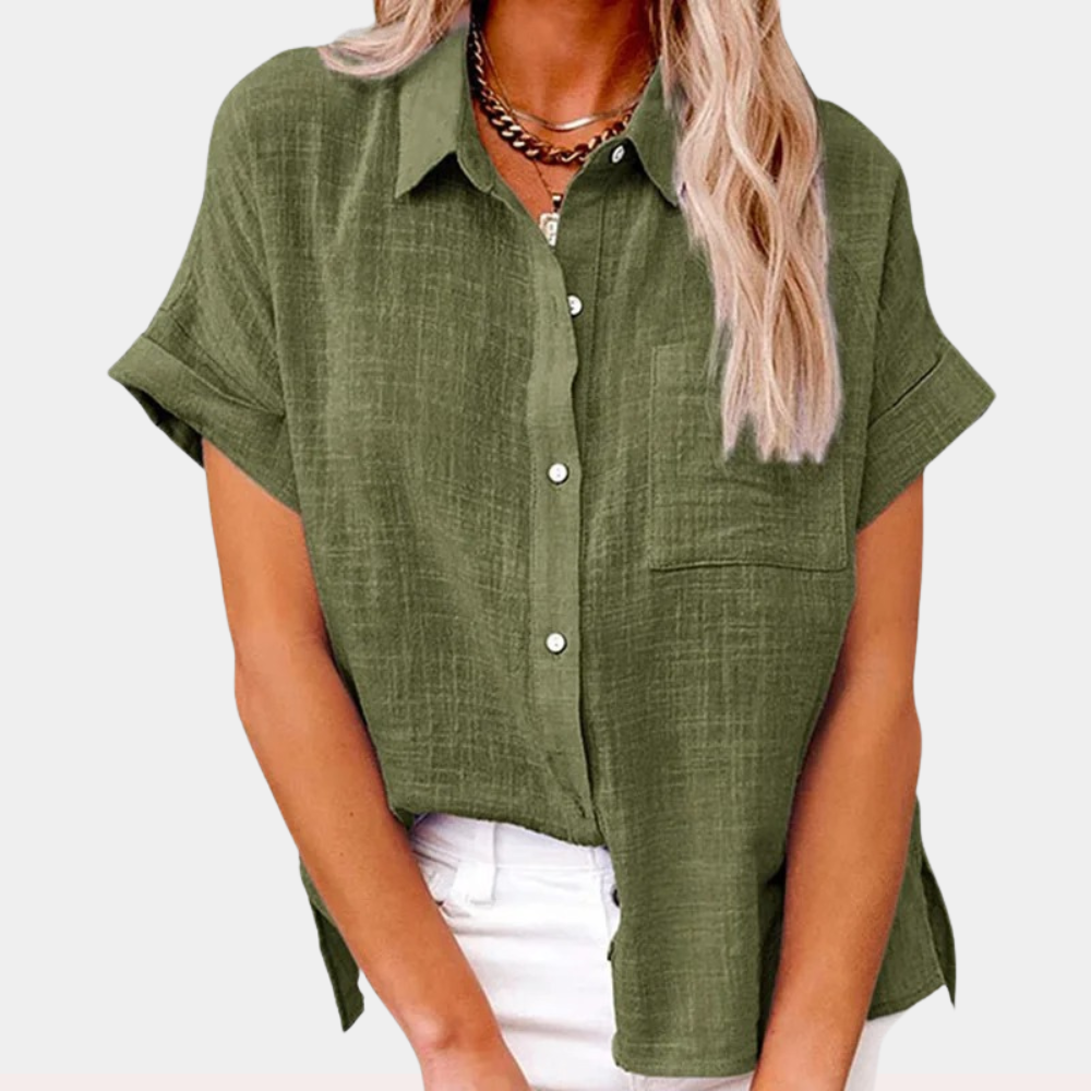 Women's Short Sleeve Blouse – Green