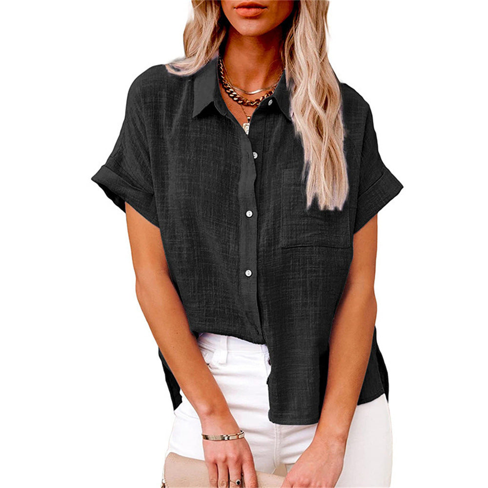 Women's Short Sleeve Blouse – Black