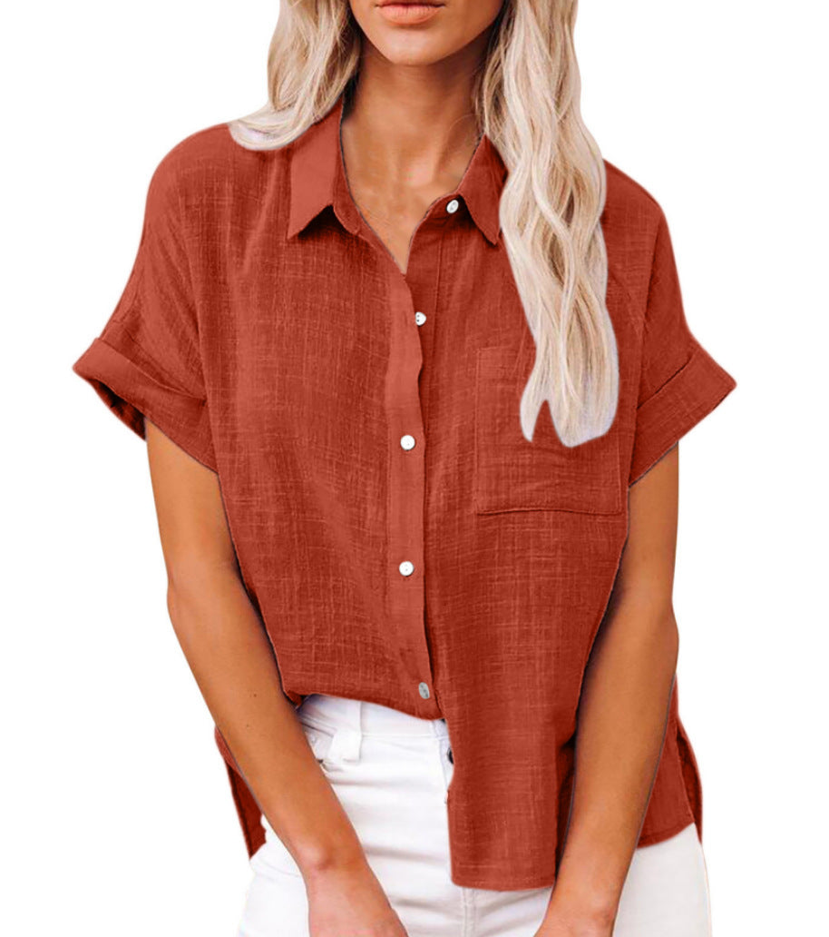 Women's Short Sleeve Blouse – Red