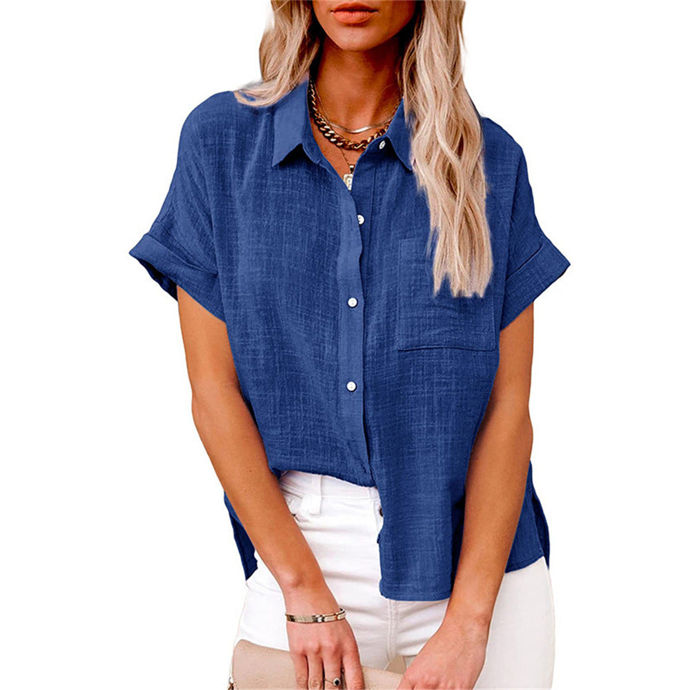 Women's Short Sleeve Blouse – Royal Blue