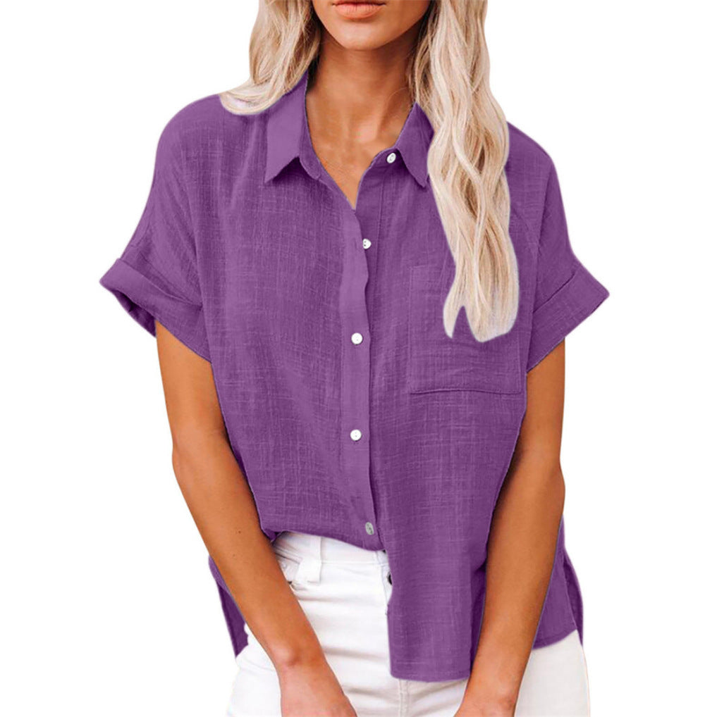 Women's Short Sleeve Blouse – Purple