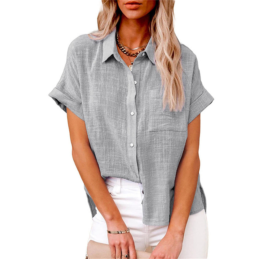 Women's Short Sleeve Blouse – Grey
