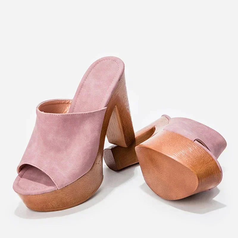 Women's Platform Block Heel Mules