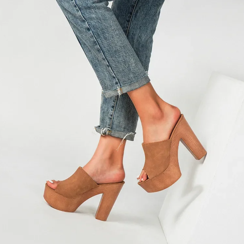 Women's Platform Block Heel Mules