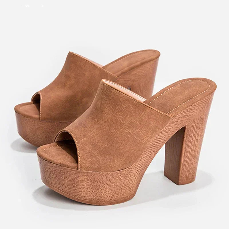 Women's Platform Block Heel Mules
