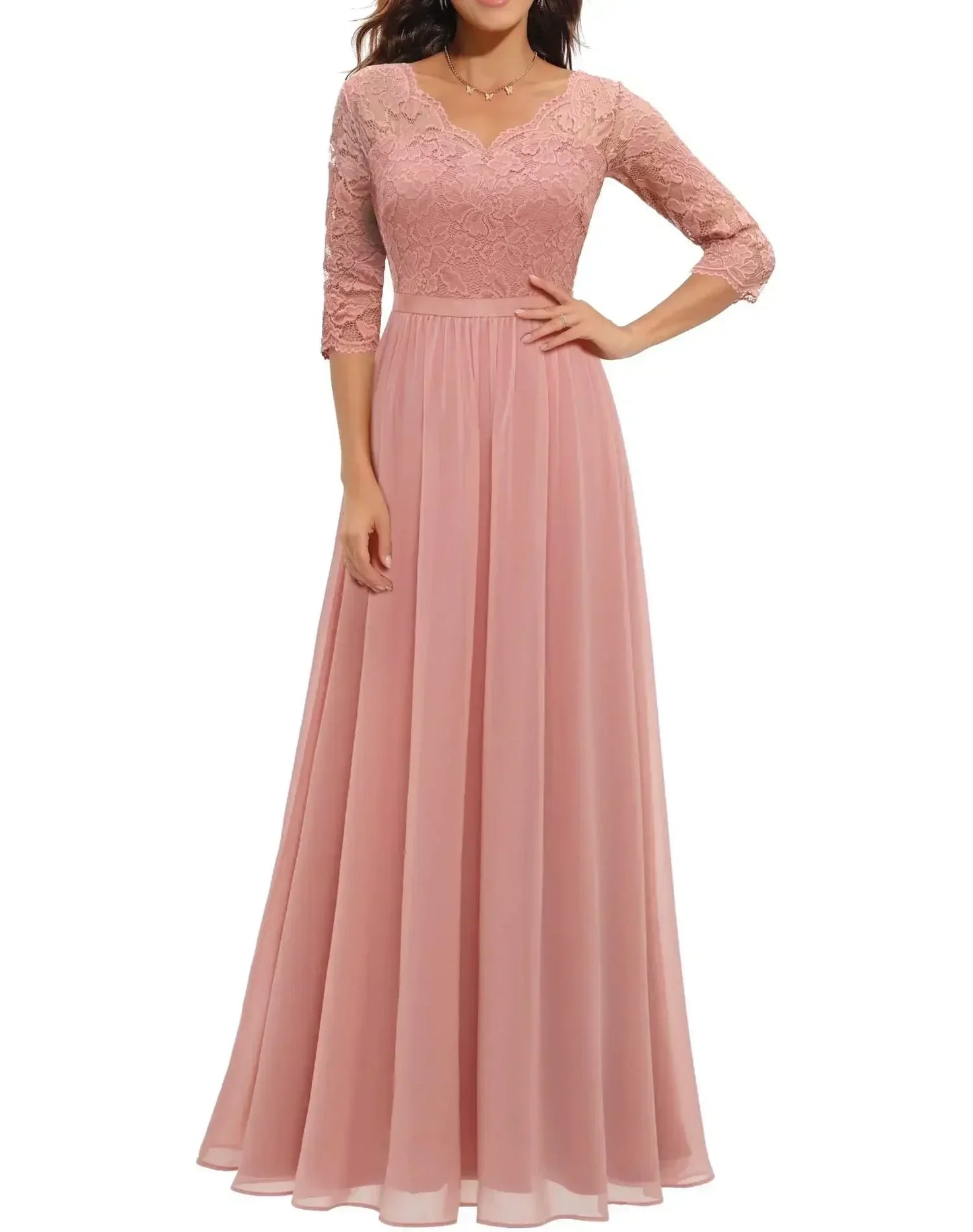 Women's V Neck Maxi Dress – Pink