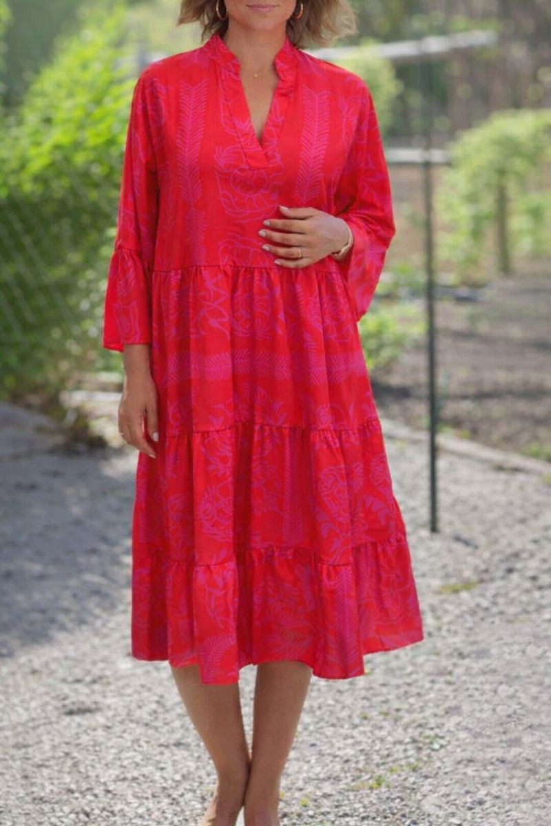Women's V Neck Midi Dress