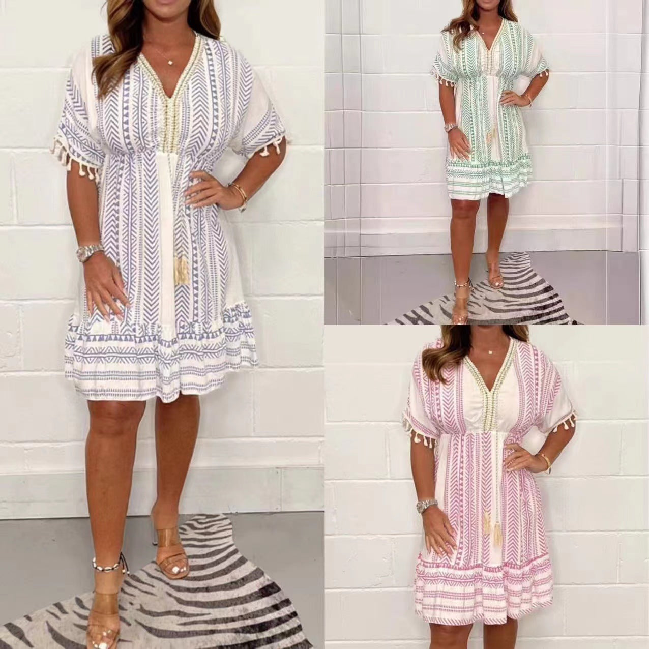 Women's V Neck Mini Dress