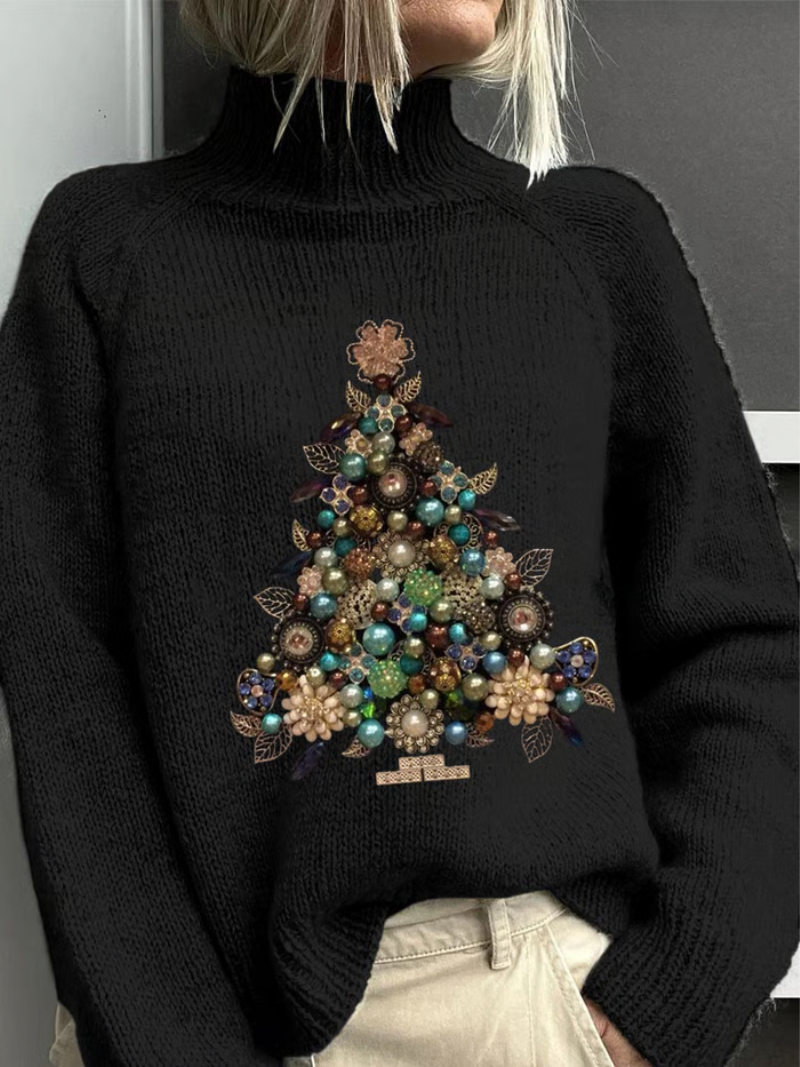 Women's Turtleneck Long Sleeve Sweater – Black
