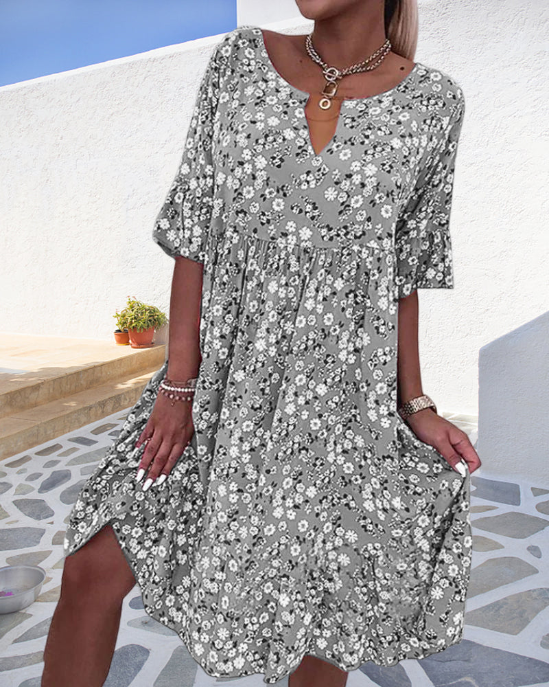 Women's V Neck Midi Dress – Grey