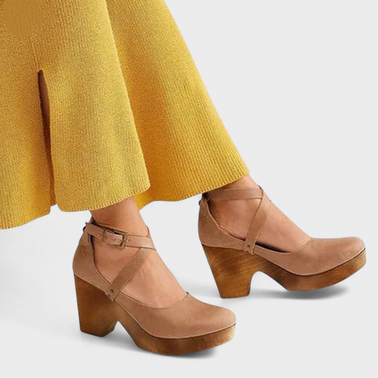 Women's Platform Mary Janes – Khaki