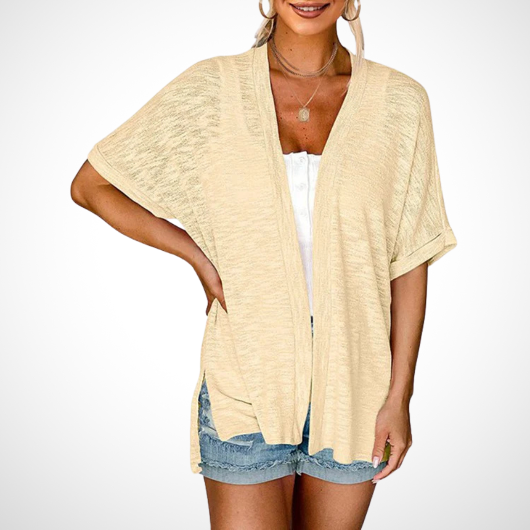 Women's Short Sleeve Cardigan – Apricot