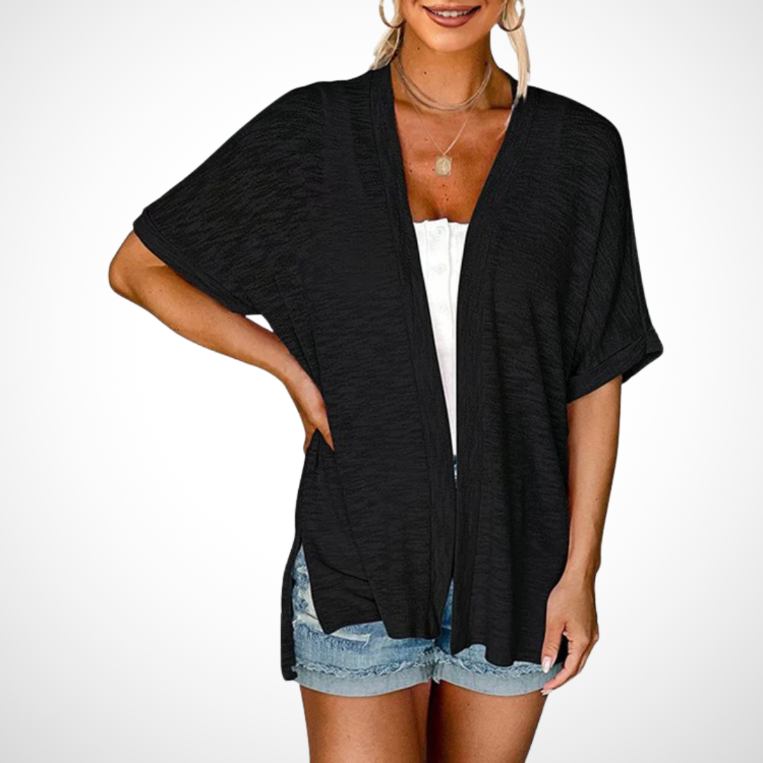 Women's Short Sleeve Cardigan – Black