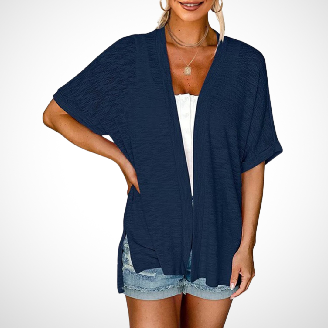 Women's Short Sleeve Cardigan – Navy Blue